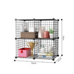 6-SOGA Black Portable 4-Cube Storage Organiser Foldable DIY Modular Grid Space Saving Shelf