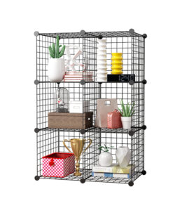 1-SOGA Black Portable 6-Cube Storage Organiser Foldable DIY Modular Grid Space Saving Shelf