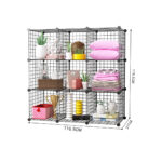 6-SOGA Black Portable 9-Cube Storage Organiser Foldable DIY Modular Grid Space Saving Shelf