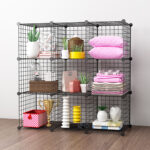 2-SOGA 2X Black Portable 9-Cube Storage Organiser Foldable DIY Modular Grid Space Saving Shelf