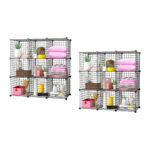 1-SOGA 2X Black Portable 9-Cube Storage Organiser Foldable DIY Modular Grid Space Saving Shelf