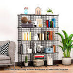 2-SOGA 2X Black Portable 12-Cube Storage Organiser Foldable DIY Modular Grid Space Saving Shelf