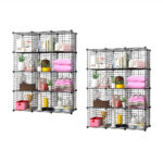 1-SOGA 2X Black Portable 12-Cube Storage Organiser Foldable DIY Modular Grid Space Saving Shelf