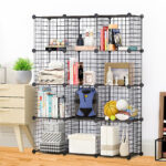 3-SOGA 2X Black Portable 12-Cube Storage Organiser Foldable DIY Modular Grid Space Saving Shelf
