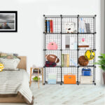 4-SOGA 2X Black Portable 12-Cube Storage Organiser Foldable DIY Modular Grid Space Saving Shelf
