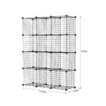 5-SOGA 2X Black Portable 12-Cube Storage Organiser Foldable DIY Modular Grid Space Saving Shelf