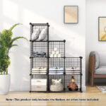 2-SOGA 2X Black Portable 9-Cube 3 Column Storage Organiser Foldable DIY Modular Grid Space Saving Shelf