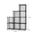 6-SOGA 2X Black Portable 9-Cube 3 Column Storage Organiser Foldable DIY Modular Grid Space Saving Shelf