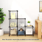 2-SOGA Black Portable 6-Cube 3 Column Storage Organiser Foldable DIY Modular Grid Space Saving Shelf