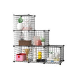 1-SOGA Black Portable 6-Cube 3 Column Storage Organiser Foldable DIY Modular Grid Space Saving Shelf
