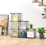 3-SOGA Black Portable 6-Cube 3 Column Storage Organiser Foldable DIY Modular Grid Space Saving Shelf