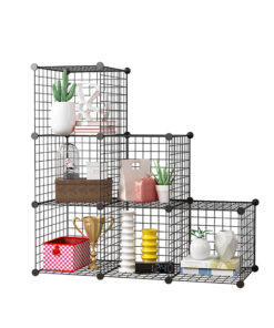 1-SOGA Black Portable 6-Cube 3 Column Storage Organiser Foldable DIY Modular Grid Space Saving Shelf