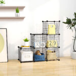 4-SOGA Black Portable 6-Cube 3 Column Storage Organiser Foldable DIY Modular Grid Space Saving Shelf