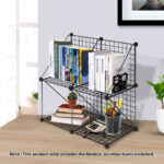 2-SOGA Black Portable 4-Cube 2 Column Storage Organiser Foldable DIY Modular Grid Space Saving Shelf