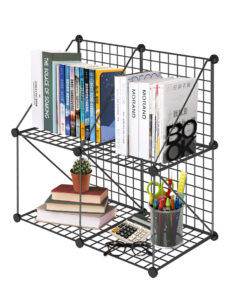 1-SOGA Black Portable 4-Cube 2 Column Storage Organiser Foldable DIY Modular Grid Space Saving Shelf