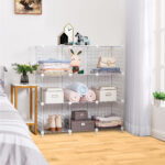 4-SOGA 2X White Portable 9-Cube 3 Column Storage Organiser Foldable DIY Modular Grid Space Saving Shelf