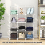 2-SOGA 2X White Portable 12-Cube 3 Column Storage Organiser Foldable DIY Modular Grid Space Saving Shelf