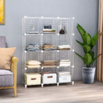 4-SOGA 2X White Portable 12-Cube 3 Column Storage Organiser Foldable DIY Modular Grid Space Saving Shelf