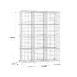 6-SOGA 2X White Portable 12-Cube 3 Column Storage Organiser Foldable DIY Modular Grid Space Saving Shelf