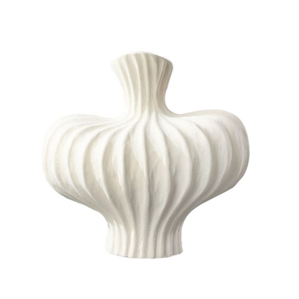 1-SOGA 25X24cm Small Matte White Ornament Vases Countertop Decoration Accessories Porch Crafts Home Decor