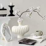 2-SOGA 2X 25X24cm Small Matte White Ornament Vases Countertop Decoration Accessories Porch Crafts Home Decor