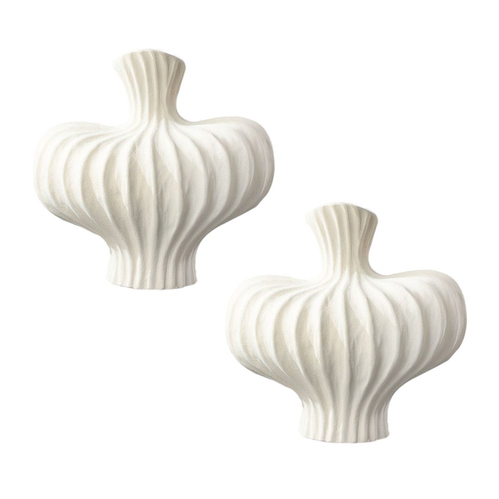 1-SOGA 2X 25X24cm Small Matte White Ornament Vases Countertop Decoration Accessories Porch Crafts Home Decor