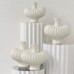 3-SOGA 2X 25X24cm Small Matte White Ornament Vases Countertop Decoration Accessories Porch Crafts Home Decor