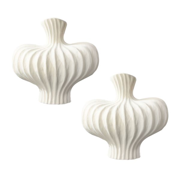 1-SOGA 2X 25X24cm Small Matte White Ornament Vases Countertop Decoration Accessories Porch Crafts Home Decor