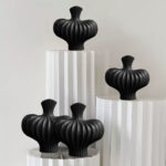 3-SOGA 25X24cm Ornament Small Matte Black Vases Countertop Decoration Accessories Porch Crafts Home Decor