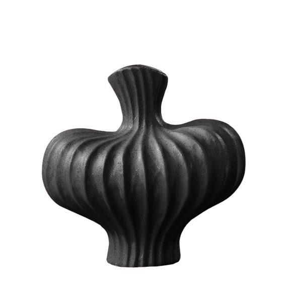 1-SOGA 25X24cm Ornament Small Matte Black Vases Countertop Decoration Accessories Porch Crafts Home Decor