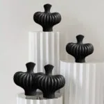 3-SOGA 2X 25X24cm Ornament Small Matte Black Vases Countertop Decoration Accessories Porch Crafts Home Decor