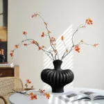 4-SOGA 2X 25X24cm Ornament Small Matte Black Vases Countertop Decoration Accessories Porch Crafts Home Decor
