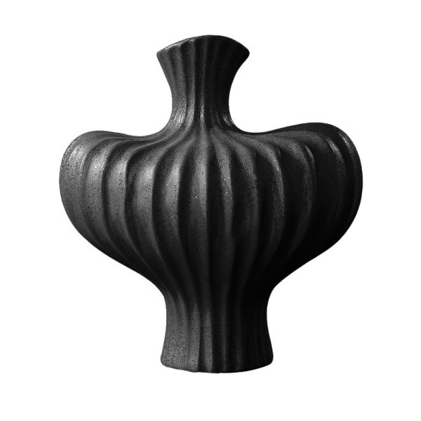 1-SOGA 28X30cm Large Ornament Black Vases Countertop Decoration Accessories Porch Crafts Home Decor