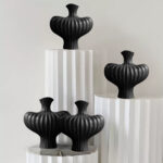 3-SOGA 2X 28X30cm Large Ornament Black Vases Countertop Decoration Accessories Porch Crafts Home Decor