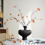 4-SOGA 2X 28X30cm Large Ornament Black Vases Countertop Decoration Accessories Porch Crafts Home Decor