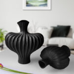 7-SOGA 2X 28X30cm Large Ornament Black Vases Countertop Decoration Accessories Porch Crafts Home Decor