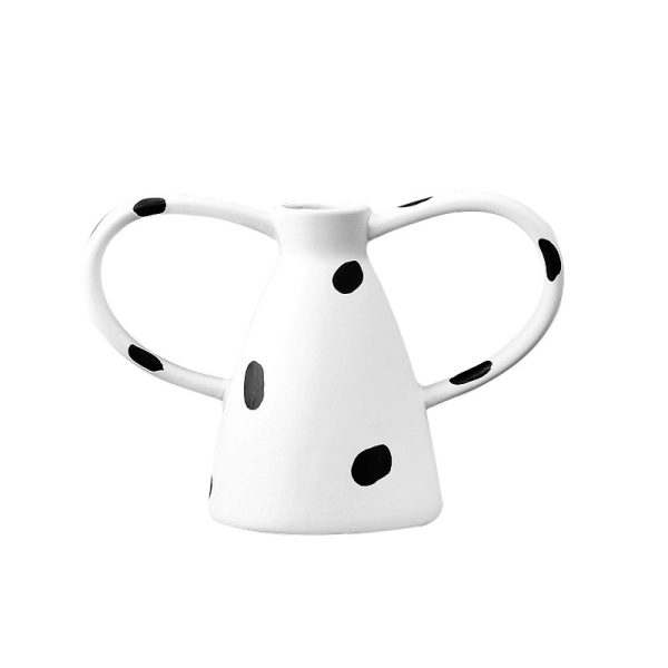 1-SOGA 23.5x11cm Ornament Vase with Polka Dot Handicraft Decorations in Living Room Home Decor