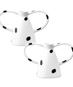 1-SOGA 2X 23.5x11cm Ornament Vase with Polka Dot Handicraft Decorations in Living Room Home Decor