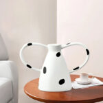 4-SOGA 2X 23.5x11cm Ornament Vase with Polka Dot Handicraft Decorations in Living Room Home Decor