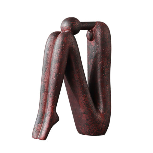 1-SOGA 13x20cm Ornament Modern Stickman Art Sculpture Minimalist Resin Statue Round Head for Home Decor and Bookend