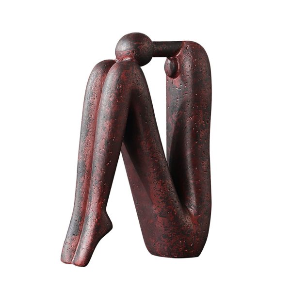 1-SOGA 13x20cm Ornament Modern Stickman Art Sculpture Minimalist Resin Statue Round Head for Home Decor and Bookend