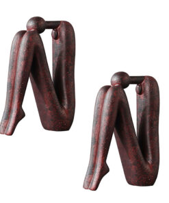 1-SOGA 2X 13x20cm Ornament Modern Stickman Art Sculpture Minimalist Resin Statue Round Head for Home Decor and Bookend