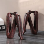 4-SOGA 2X 13x20cm Ornament Modern Stickman Art Sculpture Minimalist Resin Statue Round Head for Home Decor and Bookend