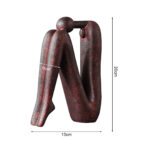 5-SOGA 2X 13x20cm Ornament Modern Stickman Art Sculpture Minimalist Resin Statue Round Head for Home Decor and Bookend