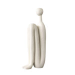 1-SOGA 10x28cm Ornament Modern Stickman Art Sculpture Minimalist Resin Statue Round Head for Home Decor and Bookend