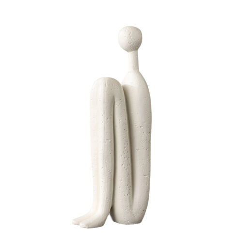 1-SOGA 10x28cm Ornament Modern Stickman Art Sculpture Minimalist Resin Statue Round Head for Home Decor and Bookend