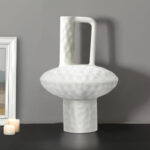3-SOGA 2X 20x30cm Ornament Contemporary White Ceramic Vase Decorative for Minimalist and Elegant Home Decor