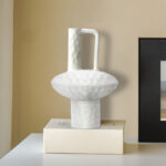 4-SOGA 2X 20x30cm Ornament Contemporary White Ceramic Vase Decorative for Minimalist and Elegant Home Decor