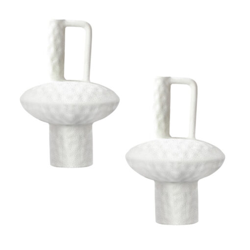 1-SOGA 2X 20x30cm Ornament Contemporary White Ceramic Vase Decorative for Minimalist and Elegant Home Decor