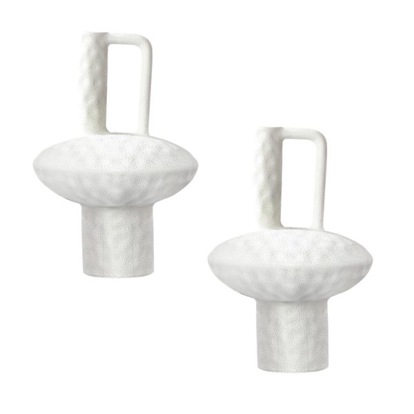 1-SOGA 2X 20x30cm Ornament Contemporary White Ceramic Vase Decorative for Minimalist and Elegant Home Decor